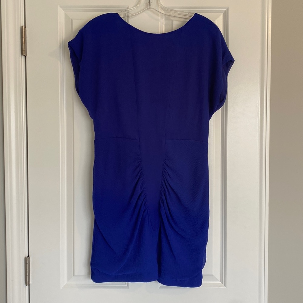 Purple short sleeve open back dress